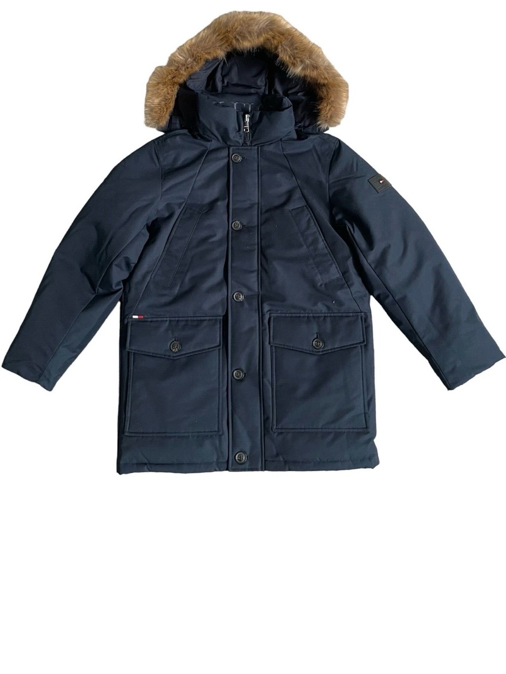 Tommy Hilfiger Mens Heavyweight Snorkel Parka Navy Faux Fur Hood XXL